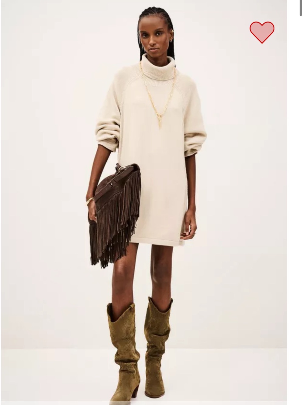 NWOT BA&SH Paris Cream Turtleneck Mini Sweater Dress